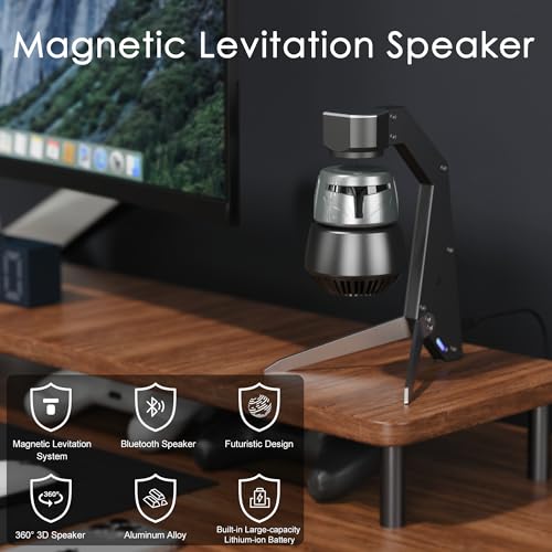 Magnetic Levitation Bluetooth Speaker, Home or Office Décor,Nostalgic Gift Idea for Adults, Fans or Collectors,Unique Conversation Starter,Cool Futuristic Design