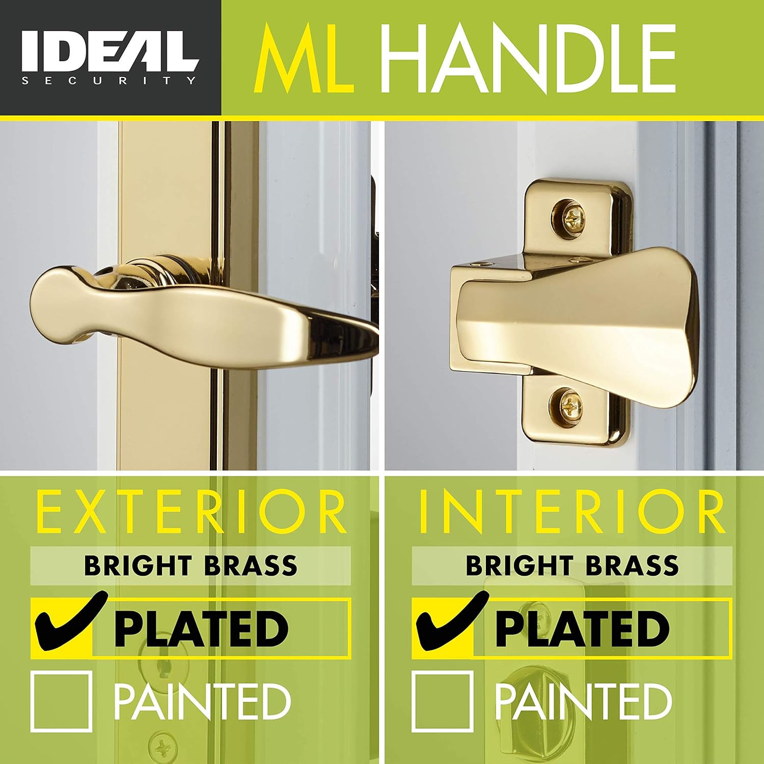Ideal Security SK1215BB ML Lever Set for Storm and Screen Doors with Keyed Deadbolt, 2-Posts with Tie-Down Screw, Bright Brass