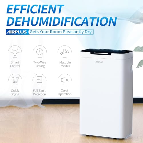 AIRPLUS 1,500 Sq. Ft Dehumidifier for Basement, 30 Pints Powerful Dehumidifier for Home, Large Rooms, Bedrooms, Sufficient Capacity Water Tank with Drain Hose (AP1907)