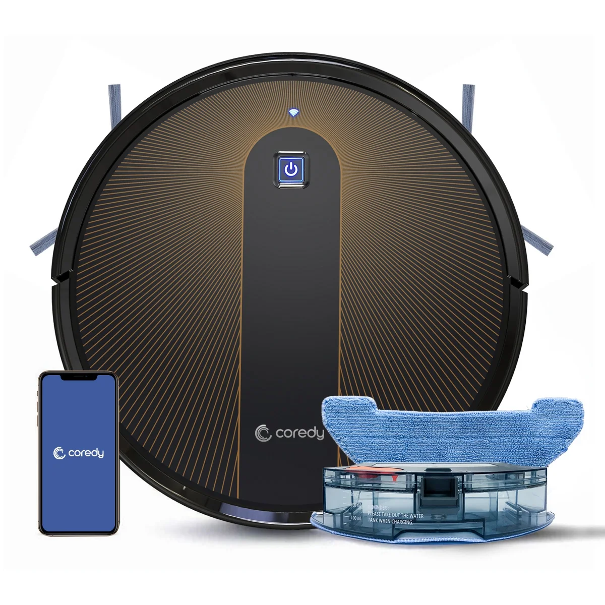Coredy Robot Vacuum Cleaner and Mop, Compatible with Alexa, Mopping System, Boost Intellect, Virtual Boundary Supported, 2200Pa Suction, Super-Thin, Upgraded Robotic Vacuums, Cleans Hard Floor, R750