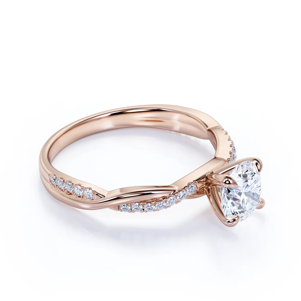 JeenMata 1 Carat infinity Round cut Moissanite Engagement Ring in 18k Rose Gold Over Silver