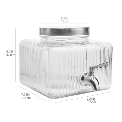 Einfache 1 Gallon Drink Dispenser with Stand,2 Pack Beverage Dispenser with Stand & Stainless Steel Spigot,Glass Water Lemonade Dispensers for Juice,Parties