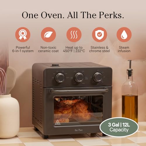 Our Place Wonder Oven | 6-in-1 Air Fryer & Toaster Oven with Steam Infusion | Compact, Countertop Friendly, Fast Preheat, Multifunctional | Air Fry, Toast, Roast, Bake, Reheat & Broil | Char