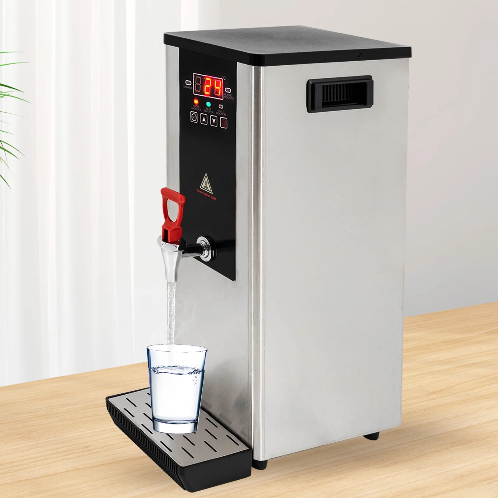 Commercial Hot Water Dispenser, 2.4KW Electric Water Boiler Dispenser 10L Full-Automatic Boiling Water Machine with LCD Display for Tea Coffee Shop - EWD-10A2