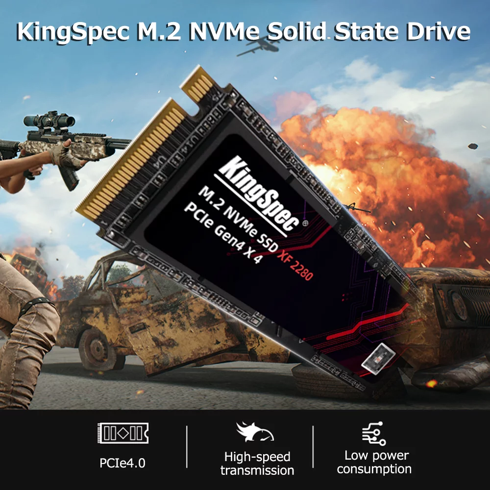 KingSpec XF 2280 512GB M.2 NVMe PCIe Gen4.0x4 SSD Solid State Drive High-speed Transmission 3D NAND Flash Low Power Consumption