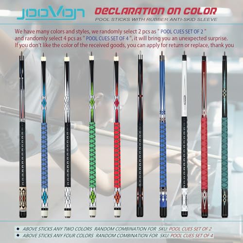 Pool Sticks Set of 4 and Pool Sticks Set of 2 with 13mm Cue Tip 58