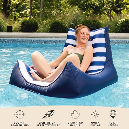 Big Joe Captain's Float No Inflation Needed Pool Lounger, Double Sided Mesh, Quick Draining Fabric