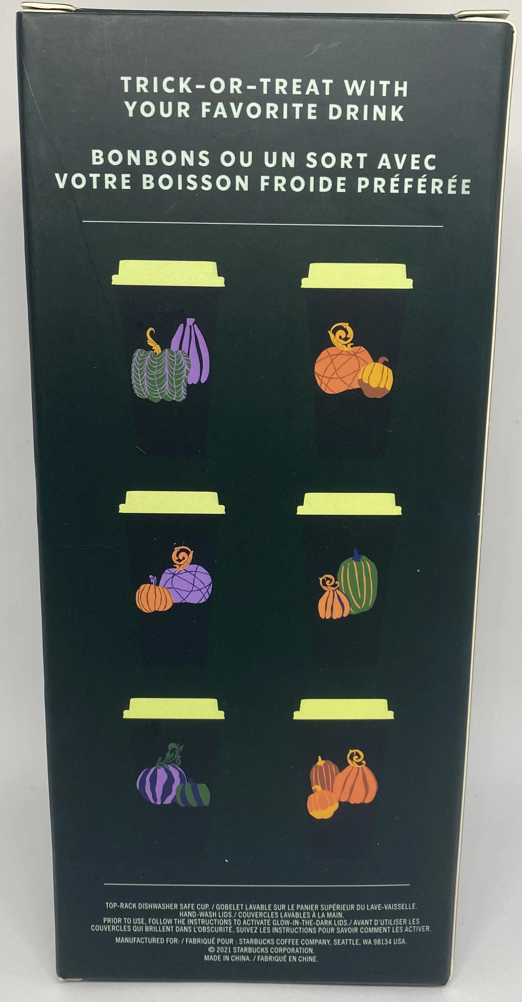 Starbucks Halloween 2021 Glow in the Dark Lids Reusable Cups Set of 6 New w Box