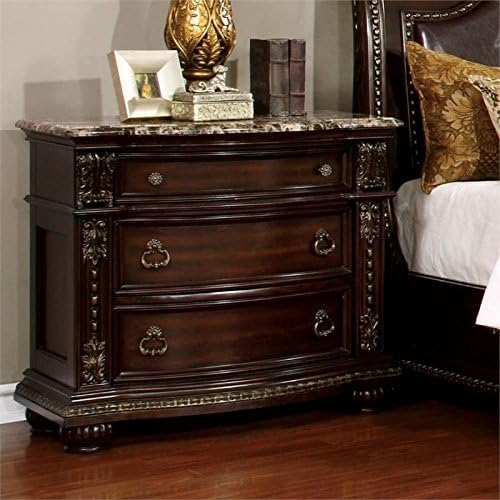 Furniture of America Strout Traditional Wood 3-Drawer Nightstand in Brown Cherry