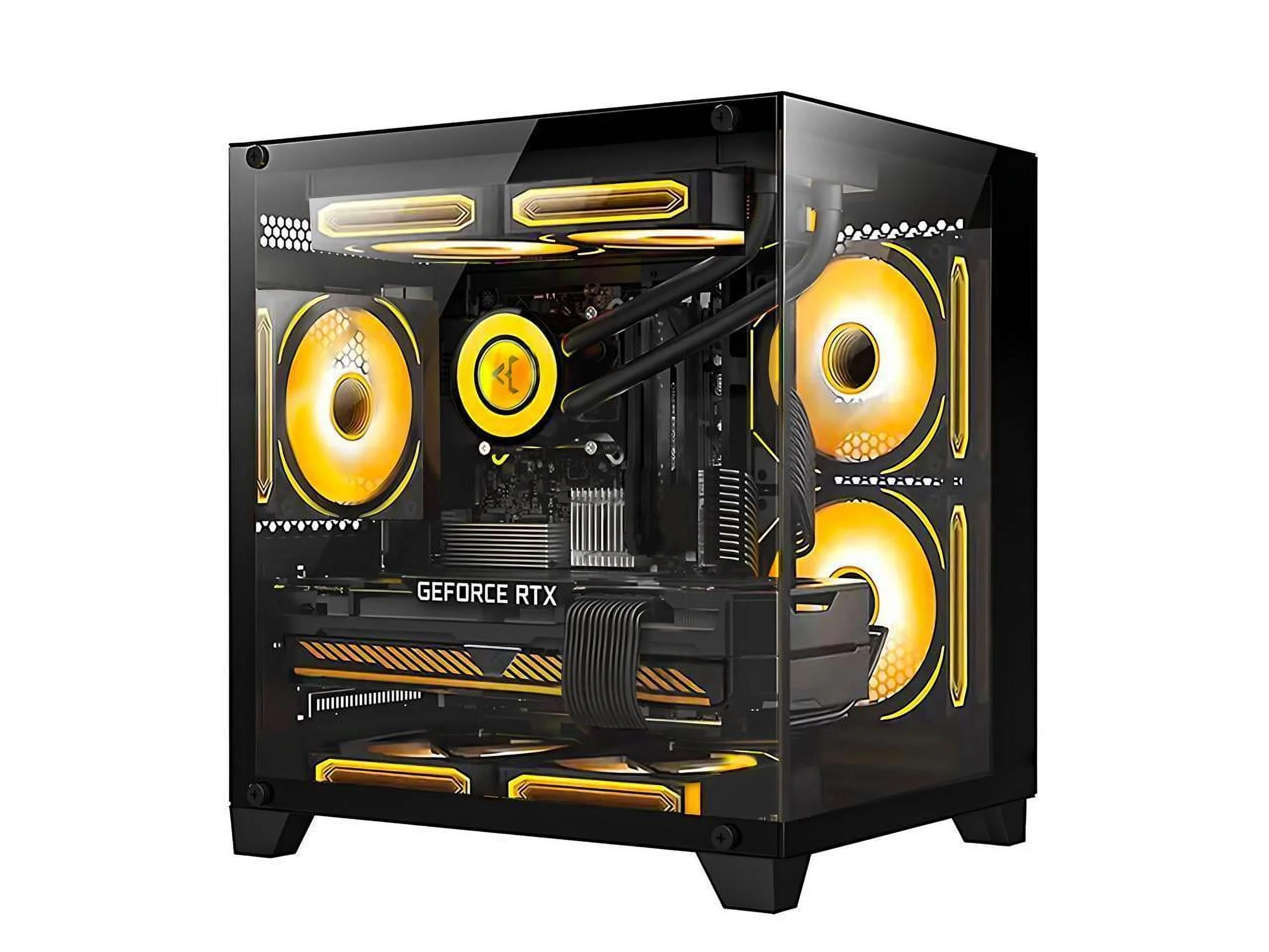 Orangexin Gaming PC -AMD Ryzen 5 5600X 3.7 GHz-RTX 4060TI 16GB-32GB DDR4 RAM-1TB M.2 +1TB SATA SSD-240 Liquid Cooler -WIFI &Bluetooth -RGB Fans-Windows 11 Pro Desktop Computer-Black