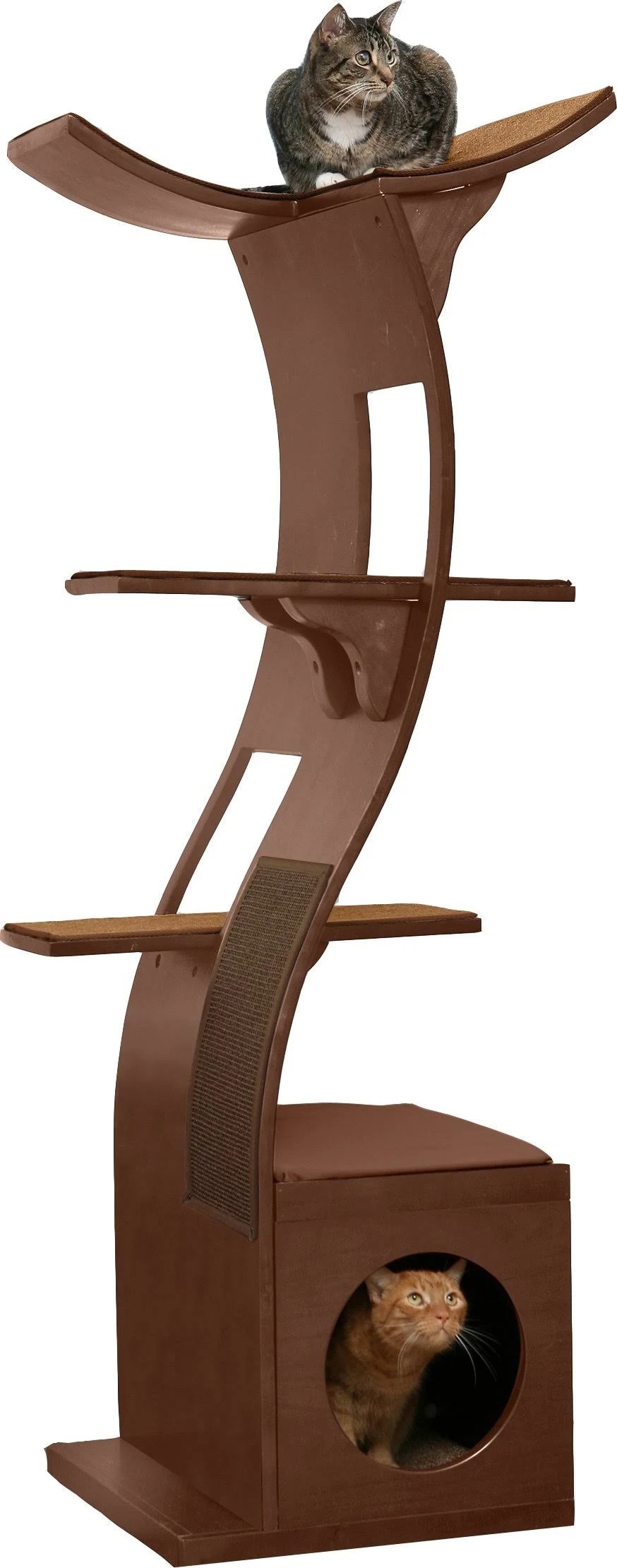 The Refined Feline Lotus Cat Tower Mahogany