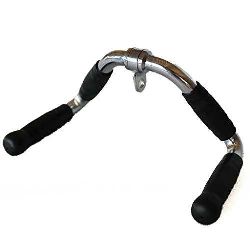 Lat Cable Machine Attachment Curl Pulldown Barbell Revolving Bar, Multi-Exerciser Cable Attachment, Solid Steel Tricep Press Down Bar with Rubber Handgrips & Revolving Hanger