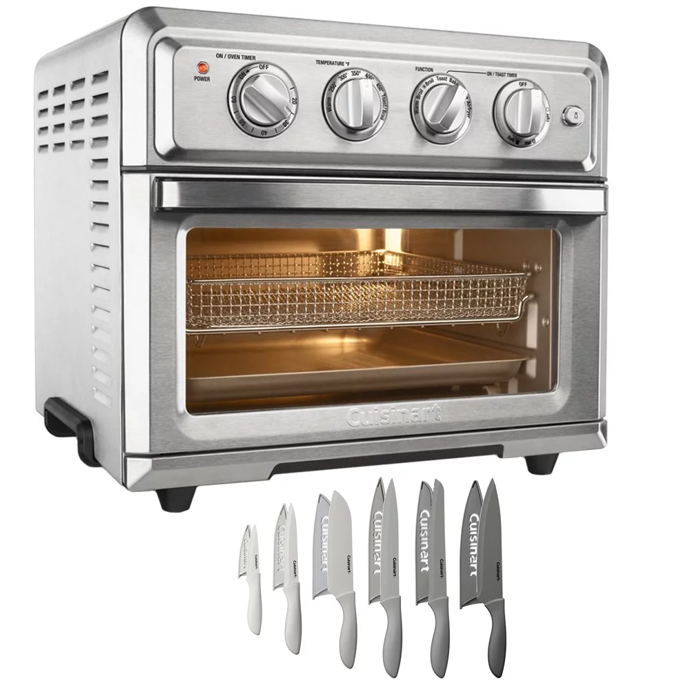 Restored Cuisinart TOA-60 Convection Toaster Oven Air Fryer + 12-Piece Gray Knife Set (Refurbished)