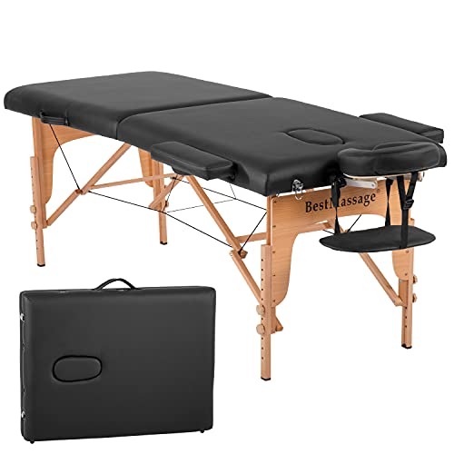 BestMassage Massage Bed Portable Massage Table 24 inche Wide Lash Bed Heigh Adjustable 2 Folding Spa Table with Non-Woven Bag for Spa Footmassage Facial CareSpa Tattoo