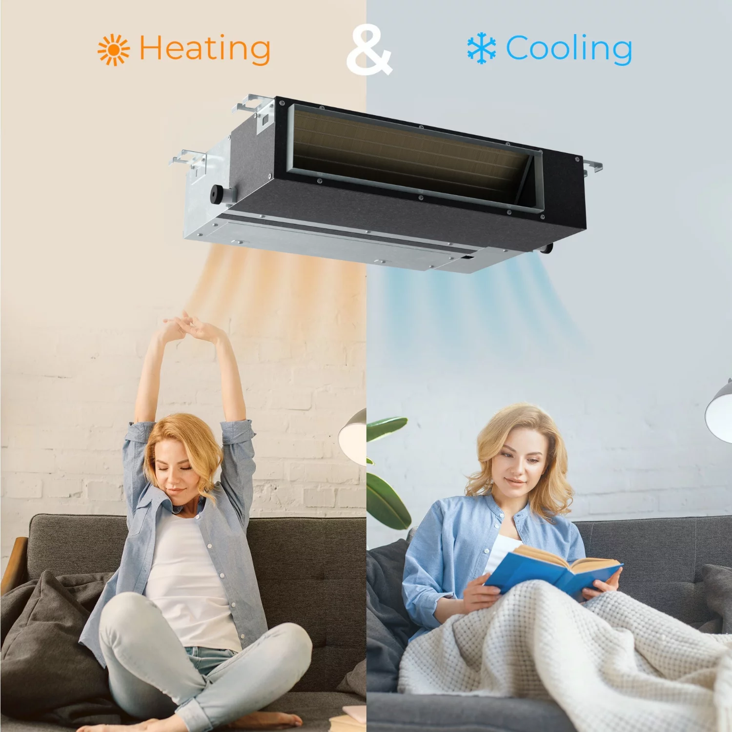 Cooper & Hunter 36000 BTU 230V Slim Ducted Tri 3 Zone Mini Split Heat Pump Air Conditioner 12K+12K+12K Cover 1650 Sq Ft