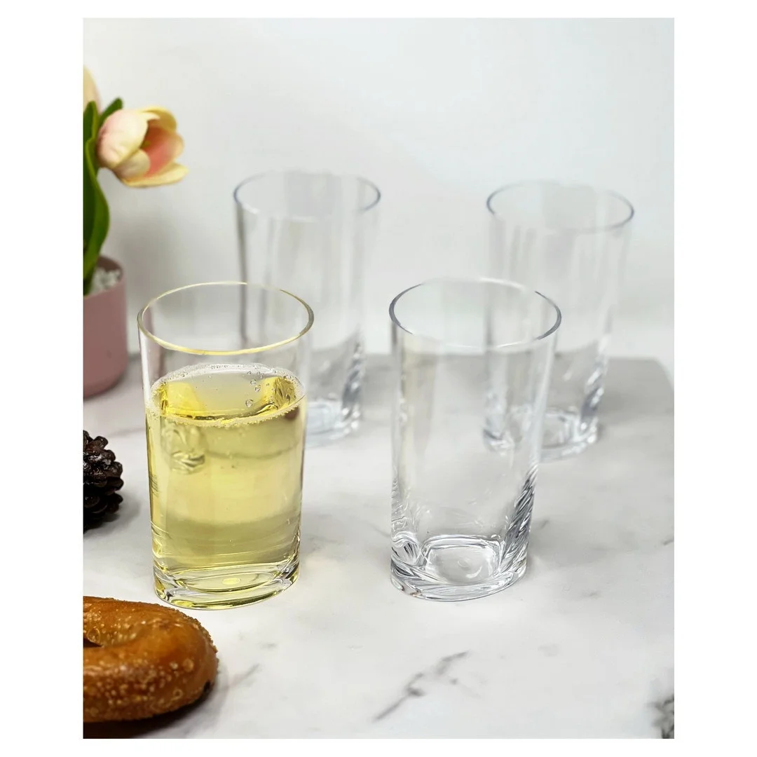 LeadingWare Oval Halo Plastic Drinking Glasses Set of 4 (15oz), Tritan Cocktail Glasses Tumblers
