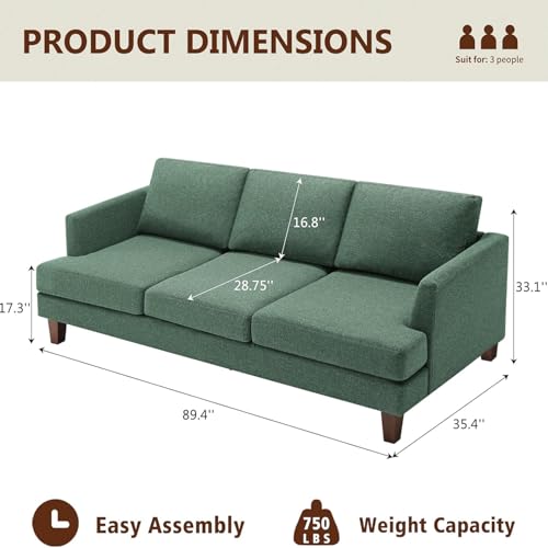 3 Seater Sofa Couch with Deep Seats, 89