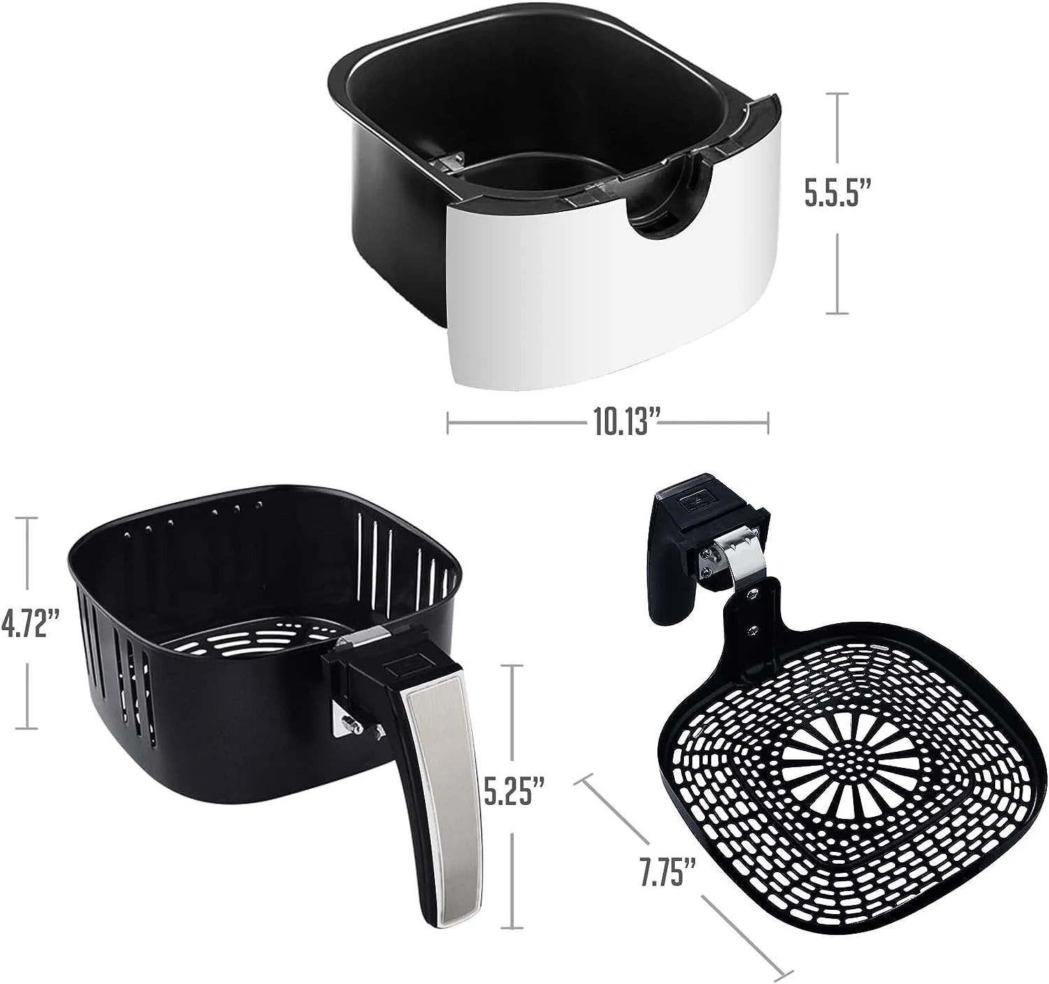 OVENTE 3.2 Qt Compact Air Fryer, Adjustable Temperature, Non-Stick Basket, New- White FAM21302W