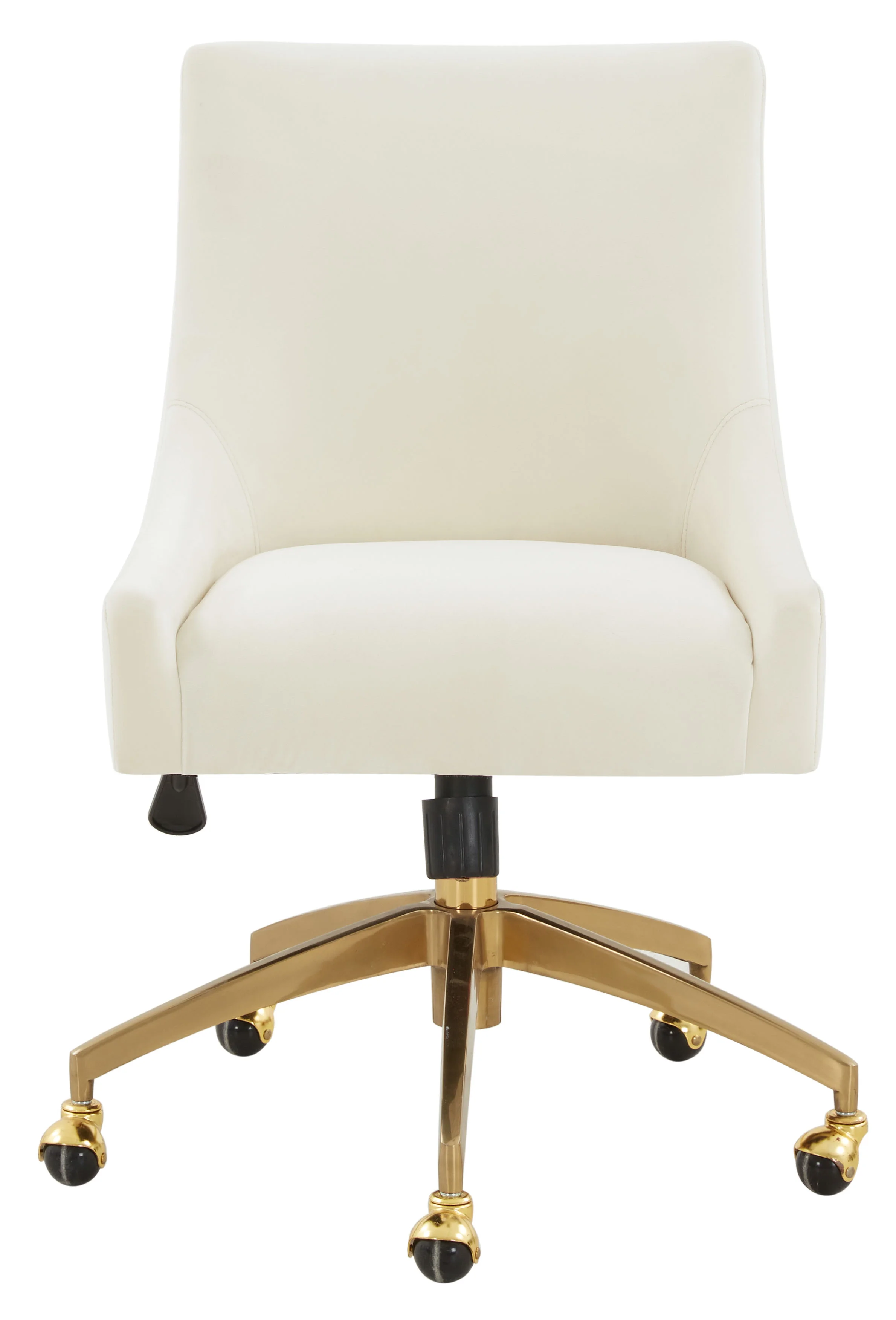 SAFAVIEH Couture Jakob Velvet Mid Back Adjustable Swivel Desk Chair, Cream/Gold