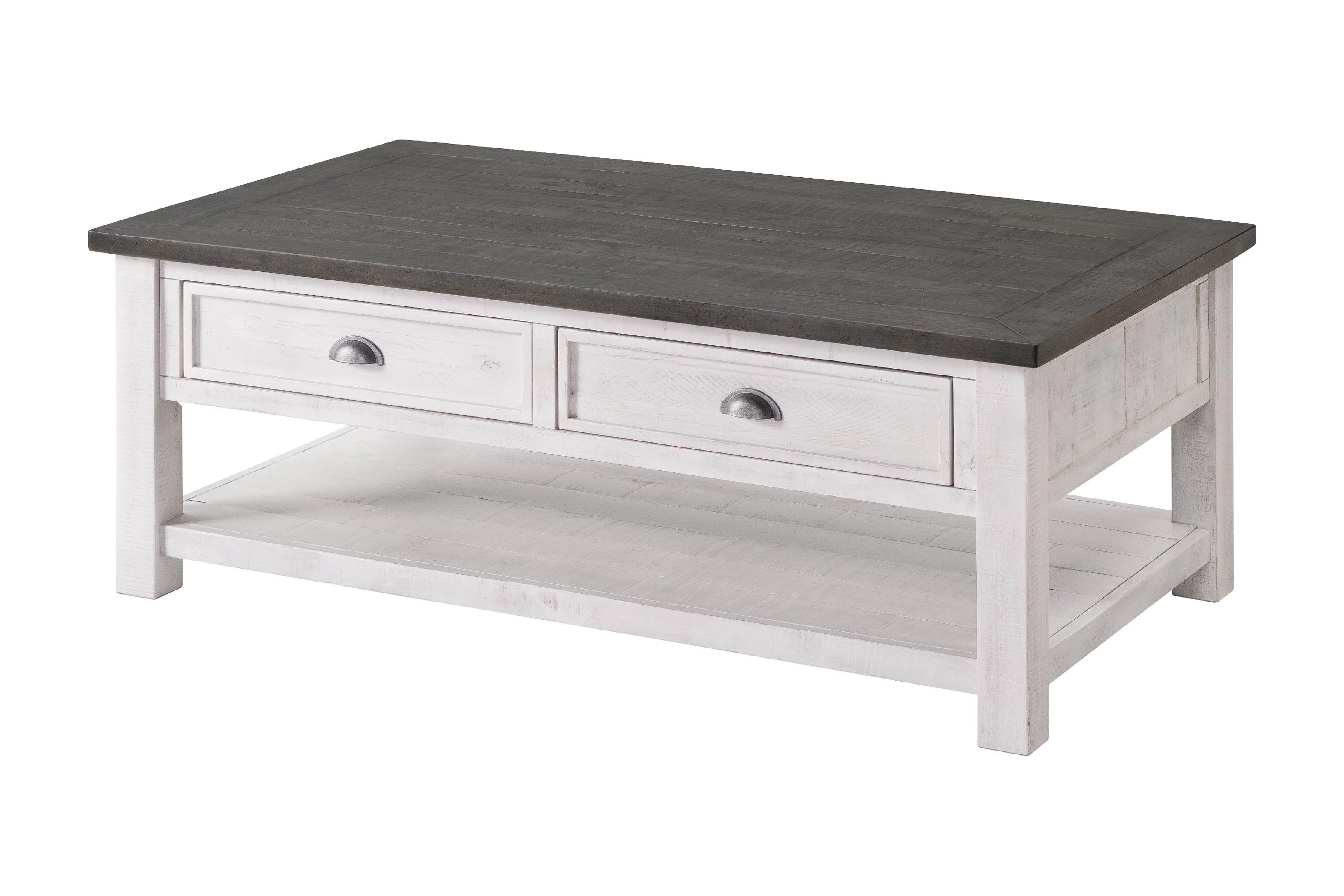 Martin Svensson Home Monterey Solid Wood 2 Drawer Coffee Table White and Gray