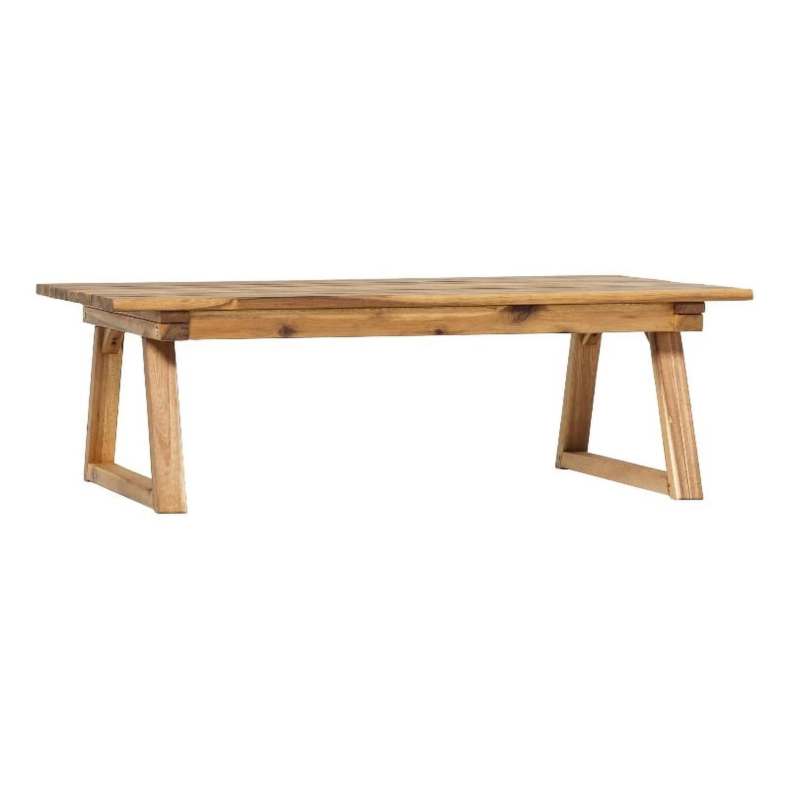 Pemberly Row Modern Slat Back Outdoor Solid Wood Coffee Table - Natural