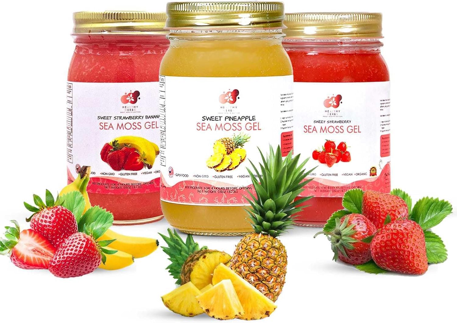 Sea Moss Gel Tropical Goodness Starter Bundle | Made from St Lucia Gold Wild-Harvested Seamoss | Wildcrafted Superfood with 90+ Essential Vitamins & Minerals (3-Pack)