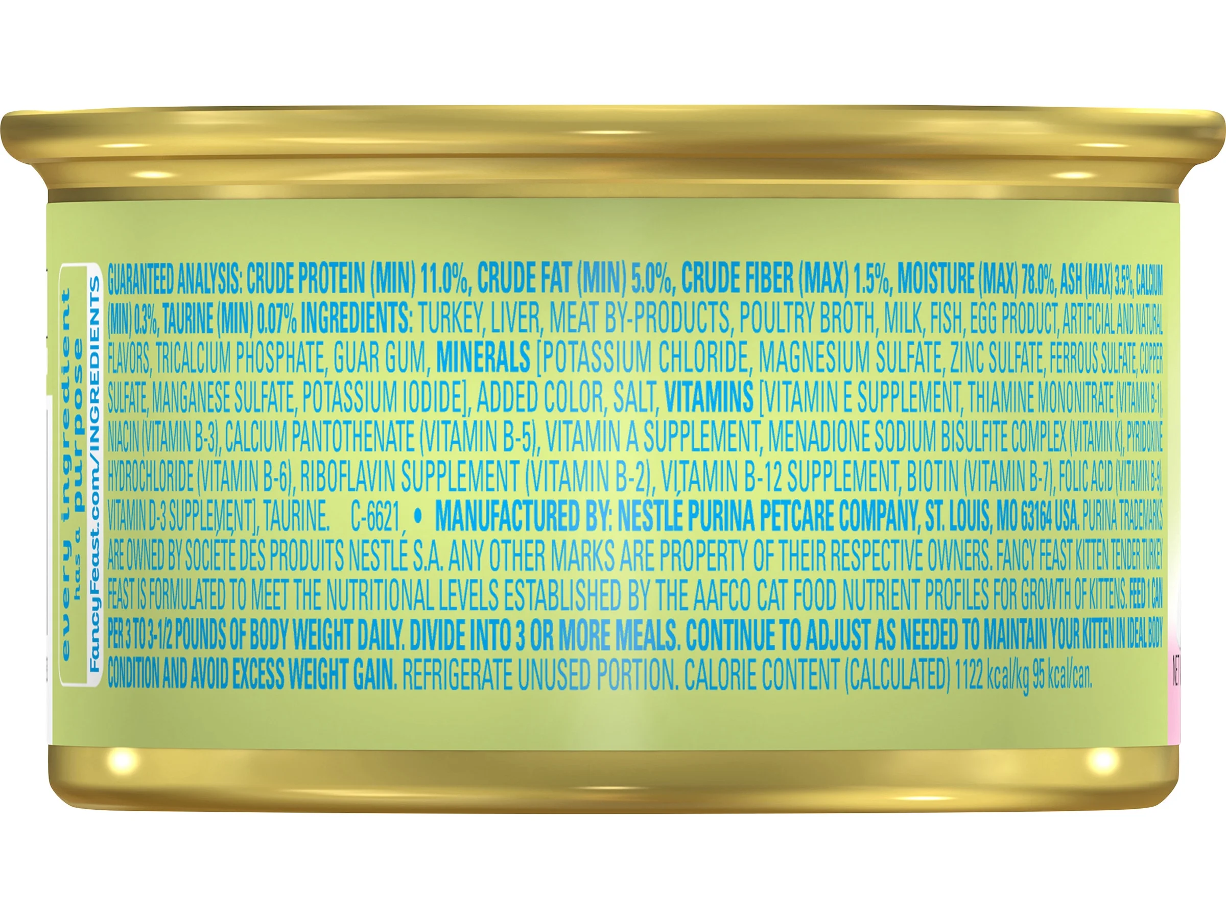 Purina Fancy Feast Pate Wet Kitten Food, Tender Turkey Feast, Made with Real Milk for Transitioning Kittens, Gourmet Cat Food for Kittens, 3 OZ Can (Pack of 24)