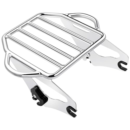 Benlari Chrome Detachable Luggage Rack 2-Up Mounting Rack Compatible for Harley Davidson Touring Road King Street Electra Glide 2009-2024 2021 2020 2019 2018 2017 2016 2015 2014 2013 2012 2011 2023