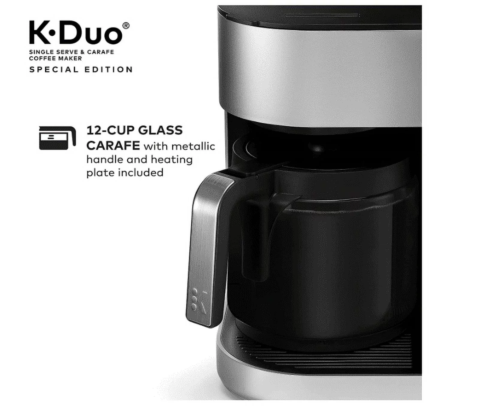 Keurig K-Duo Special Edition Coffee Maker, Single Serve and 12-Cup Drip Coffee Brewer, Compatible with K-Cup Pods and Ground Coffee, Silver