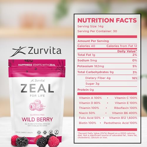 Zurvita Zeal for Life 30-Day Wellness Canister, 420 Grams, Wild Berry