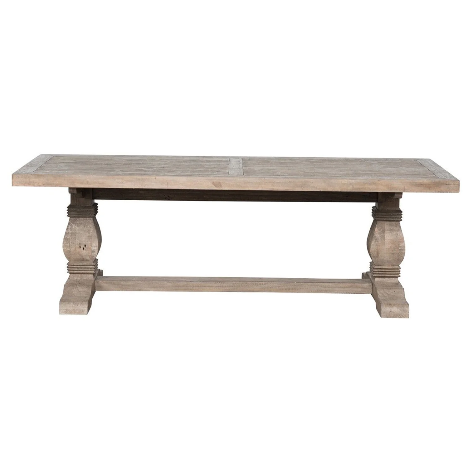 Maykoosh Victorian Vibes Rectangular Reclaimed Wood Dining Table With Trestle Base, Weathered Brown
