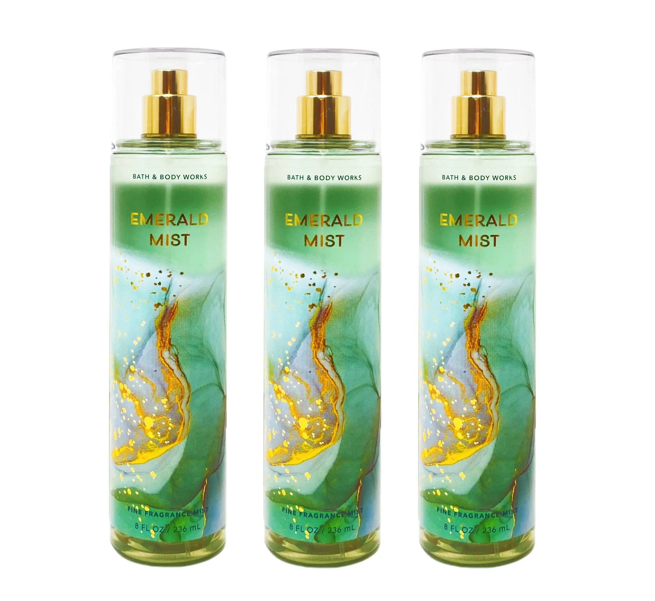 Bath and Body Works Emerald Mist 3 Pack Fine Fragrance Mist Bundle - 8 fl oz / 236 mL each