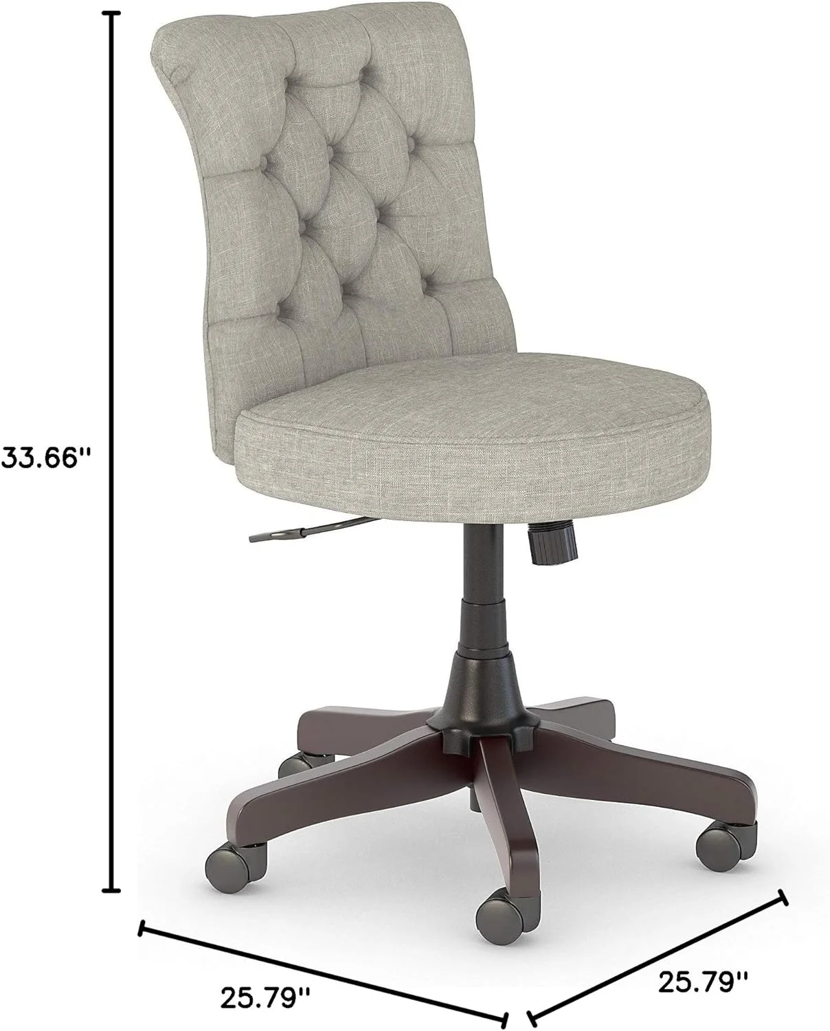 Key West Back Tufted Office Chair, Light Gray Fabric