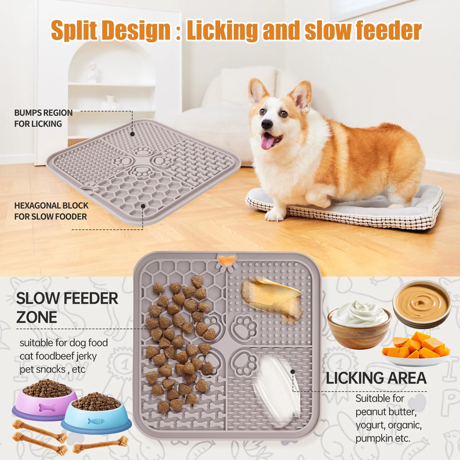 Food grade pet supplies silicone cat and dog licking mat slow food mat pet suction cup licking mat slow food mat