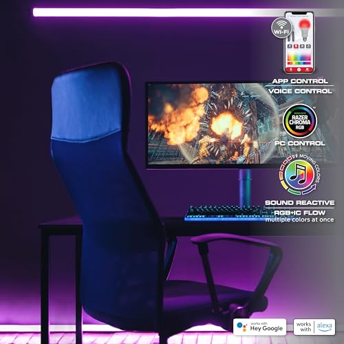 Monster Smart RGB+IC LED Strip Lights 10ft – Sound Reactive Strip Lights for Bedroom, App & Voice Control, RGB Light Strip for Room, Alexa Google Home, Razer Chroma Sync - 90 RGB+IC LED Lights