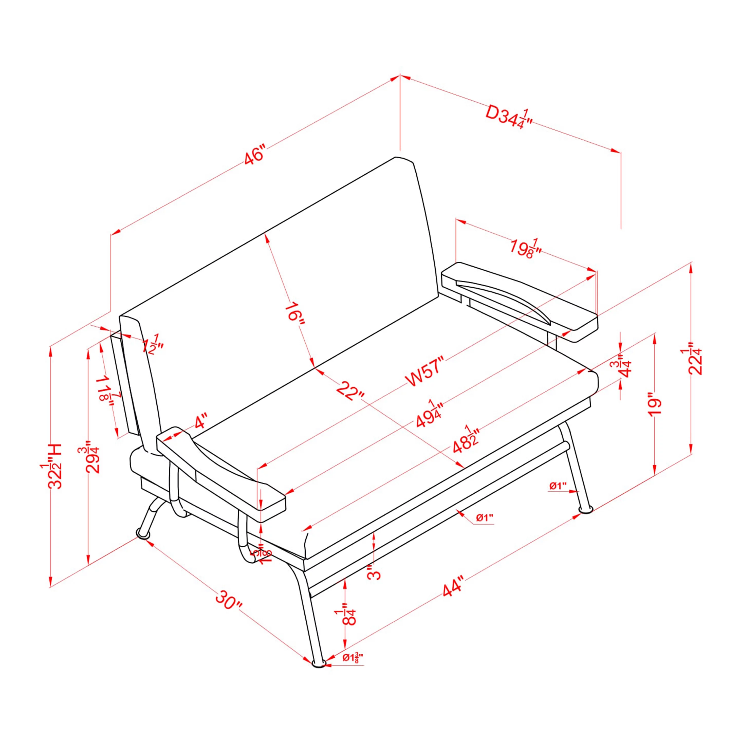 Furniture of America Meza Rustic Cushioned 2-Seater Loveseat in Brown Faux Leather