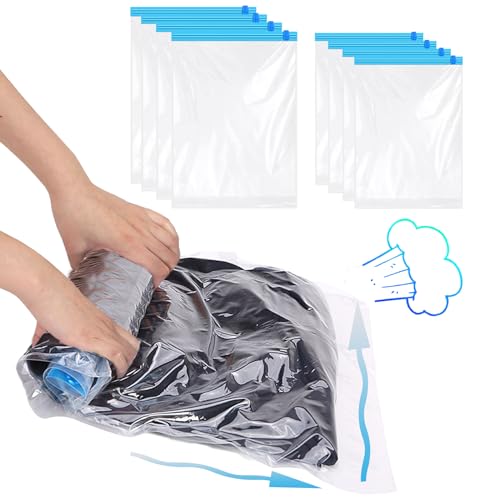 Vacuum Storage Bags - Space Saver Vacuum Storage Bags Reusable Clothes Storage Bags, Vacuum Seal Bags for Clothing, Comforters, Blankets, Bedding, Storage Space Bags, Pump Not Included (Jumbo 6 Pack)