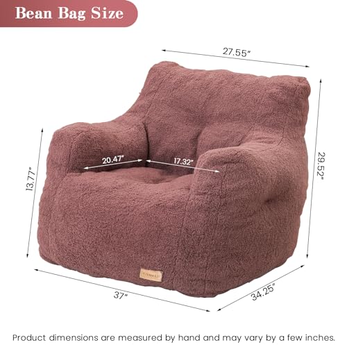 Bean Bag Chair with Filler, Bean Bag Sofa with Tufted Soft Stuffed Filling, Fluffy and Lazy Sofa, Comfy Cozy BeanBag Chairs with Memory Foam for Dorm, Apartment, Living Room (Black)