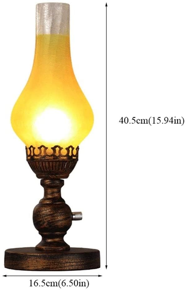 Moddeny Nostalgic Kerosene Lamp Old-Fashioned Classical Restaurant Tabletop Lighting Dimmable with Rotary Switches Bedroom Bedside Table Lantern E27 Edison Metal Desktop Light 16.5 * 40.5cm(Brown)
