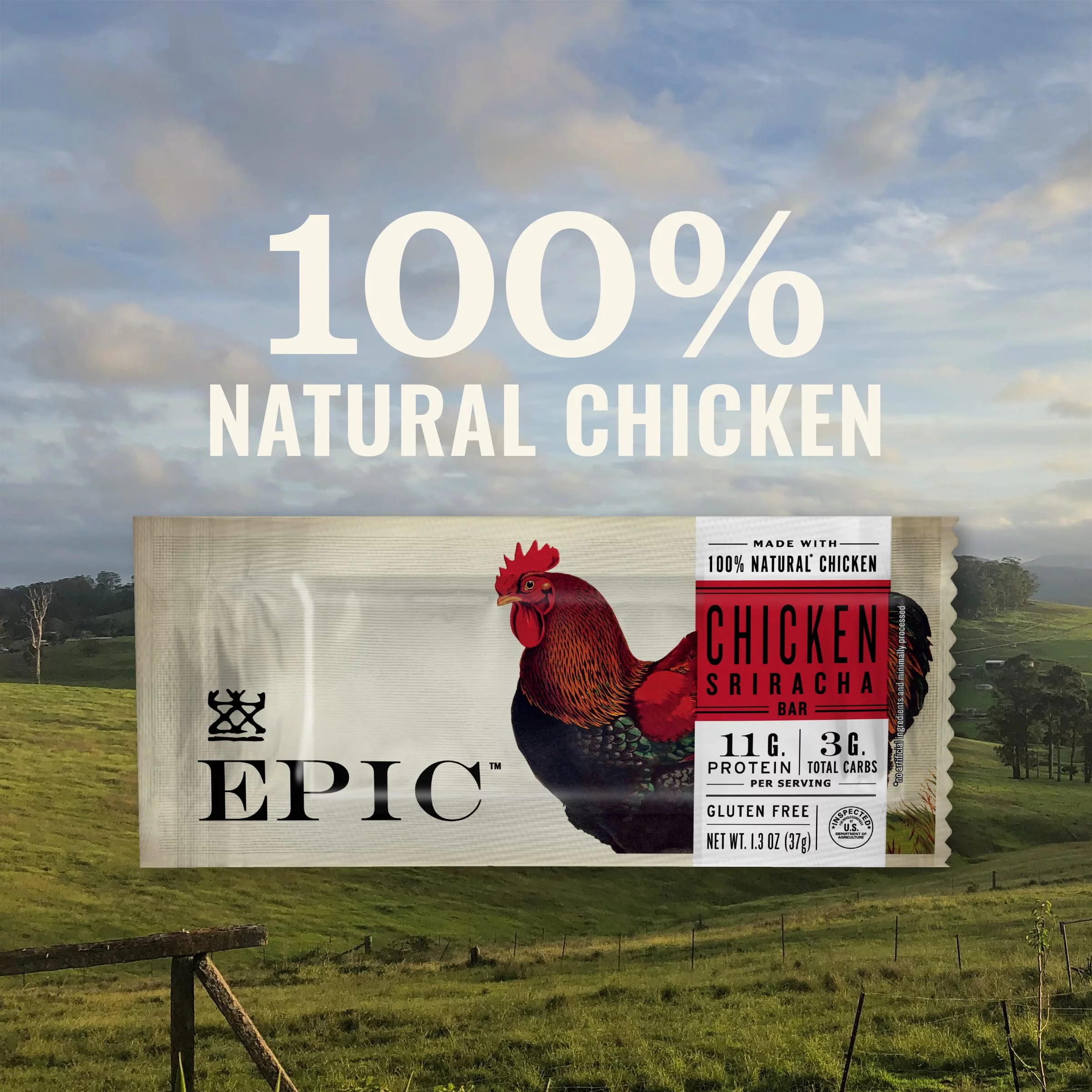 Epic Provisions Protein Bars, Chicken Sriracha, Keto And Paleo Friendly Snacks, 12 Ct