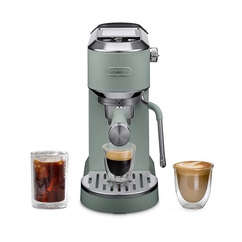 De'Longhi Dedica Duo Compact Espresso Machine - Cold Brew Coffee Maker with Milk Frother Wand- for Espresso, Hot & Iced Coffee, Cappuccinos, Lattes & Home Barista Brewing, Stainless Steel
