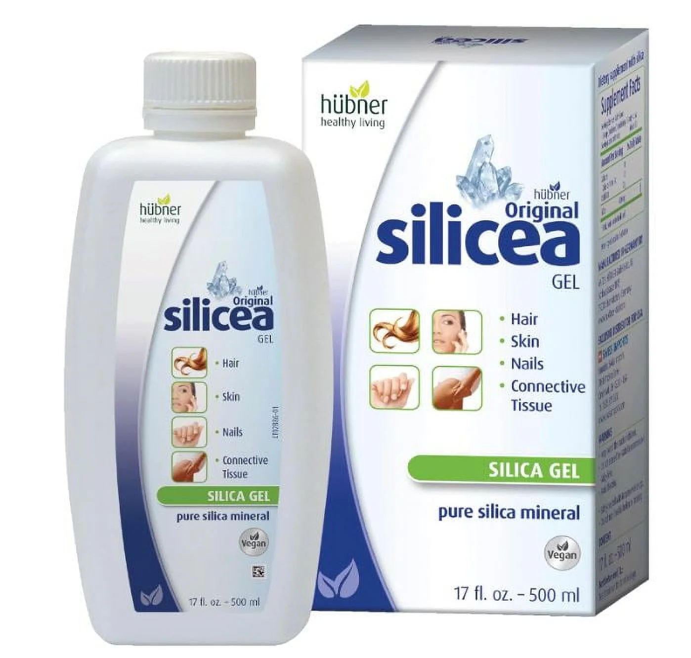 Hubner Original Silicea Gel 17 fl oz / 500 ml for Hair, Skin, Nails, and Connective Tissue, Pure Colloidal Silica Gel Formula, No Additives or Preservatives