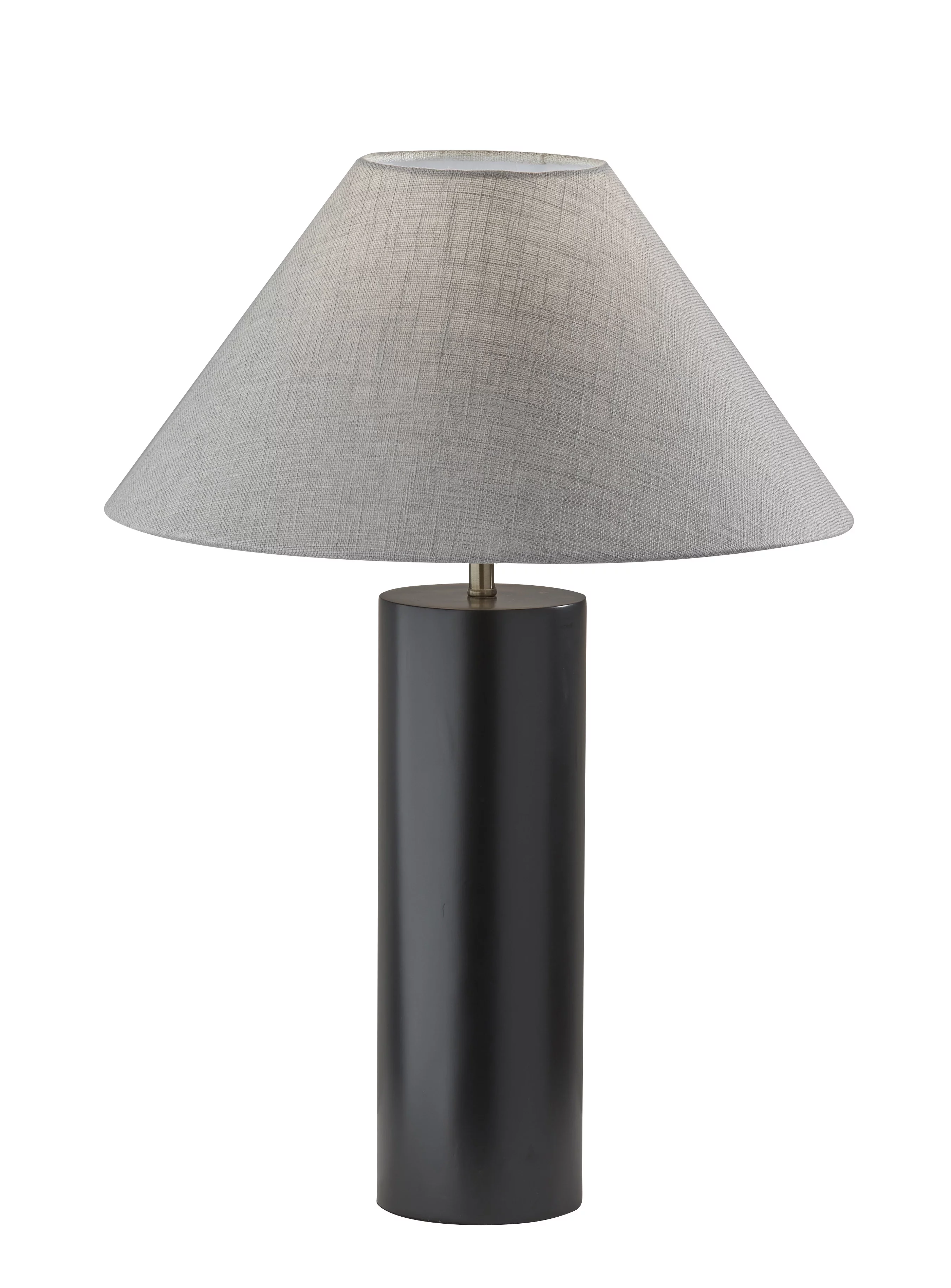 Adesso Martin Table Lamp, Black Poplar Wood with Antique Brass Accent
