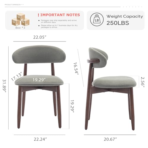 COLAMY Wooden Dining Chairs Set of 4, Modern Fabric Upholstered Dining Room Chair, Farmhouse Kitchen Chairs with Foot Pegs, Green