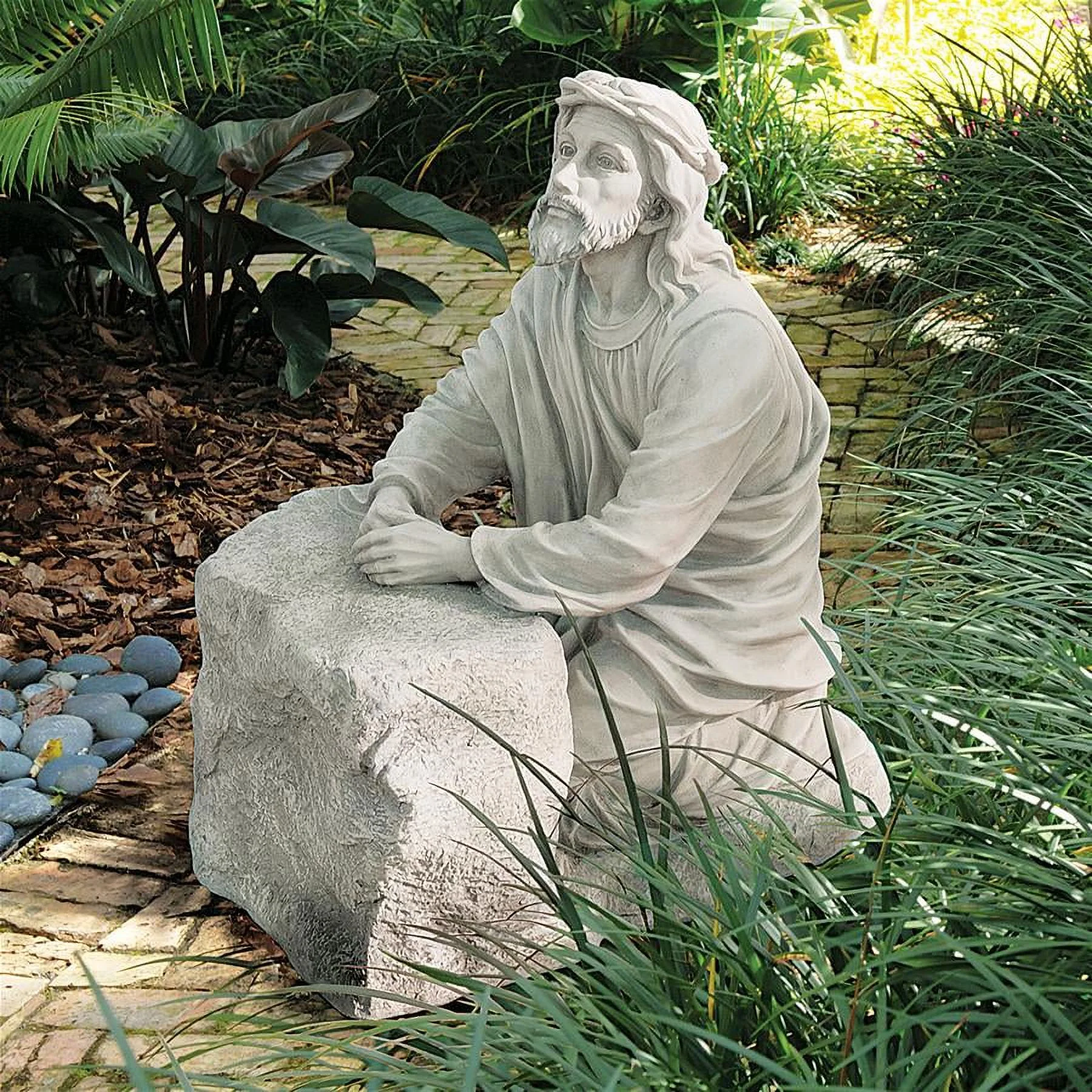 Design Toscano Jesus in the Garden of Gethsemane Religious Garden Statue, 23 Inch, Polyresin, Antique Stone