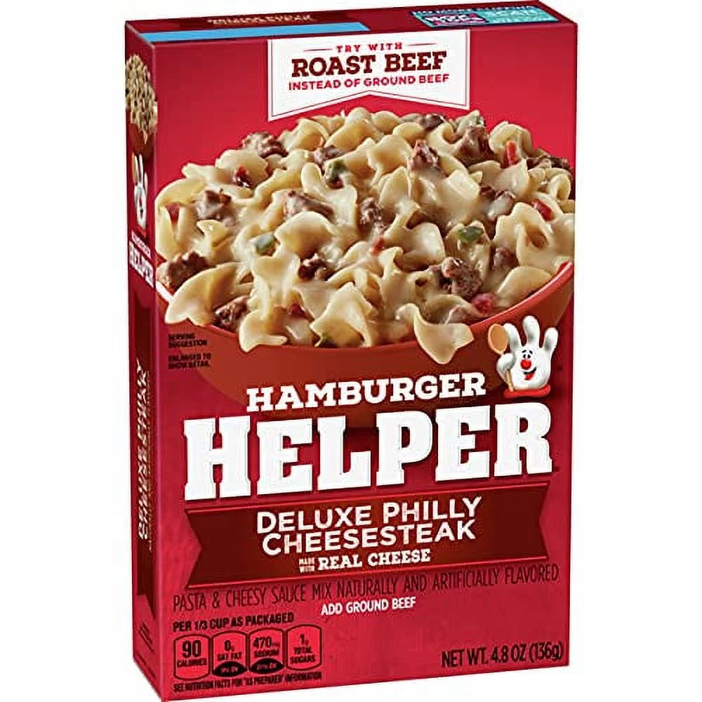 Hamburger Helper Pasta & Sauce Mix, Deluxe Cheesesteak, 4.8 oz Box, Quantity of 12