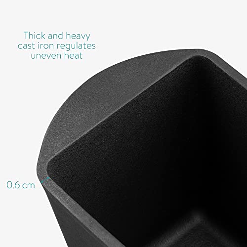 Navaris Cast Iron Bread Loaf Pan with Lid, 13x5 inches, Black