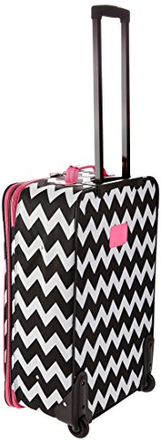 Rockland Vara Softside 3-Piece Upright Luggage Set, Expandable,Black dot, (20/22/28)