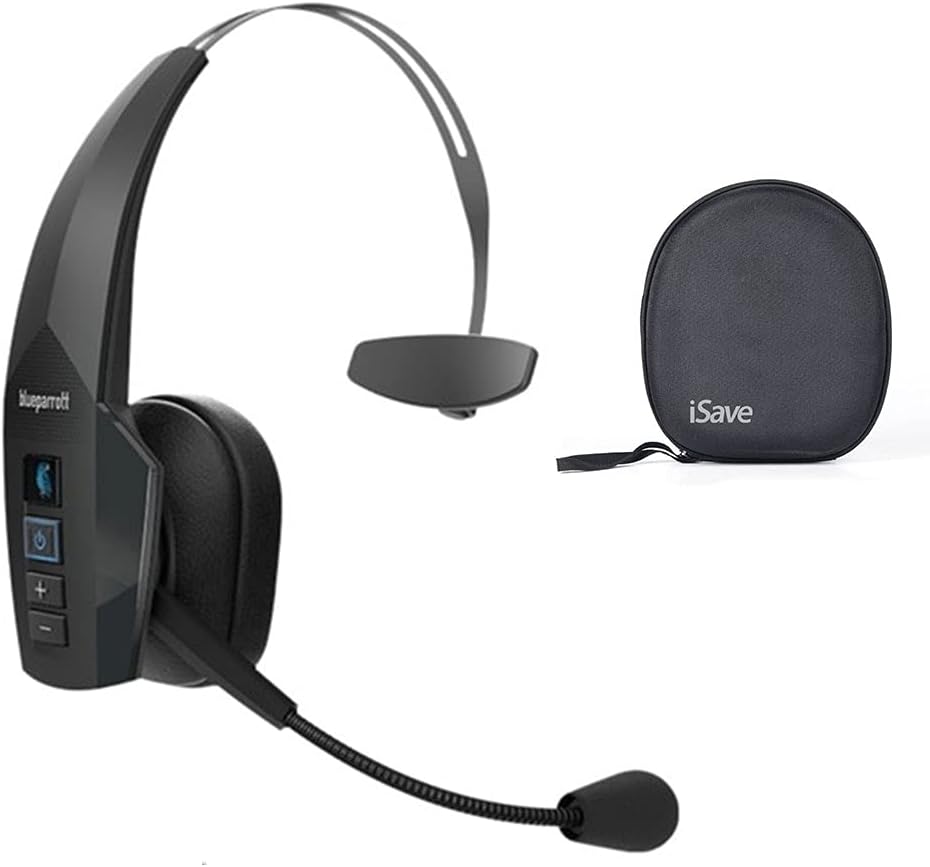 BlueParrott B250-XTS (203890) Noise Cancelling Wireless Bluetooth Headset w/ iSave Protective Carrying Case with 20 Hours of Talk time