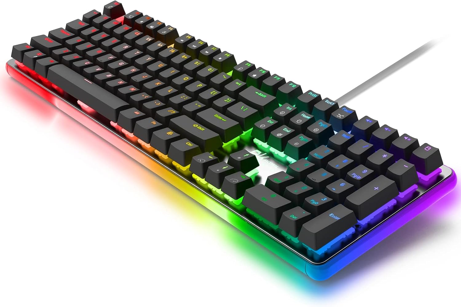 RK ROYAL KLUDGE RK918 Wired Mechanical Keyboard, RGB Backlit Gaming Keyboard with Large LED Sorrounding Side Lamp, Full Size 108 Key Mechanical 100% Anti-Ghosting Computer Keyboard, Brown Switch Black